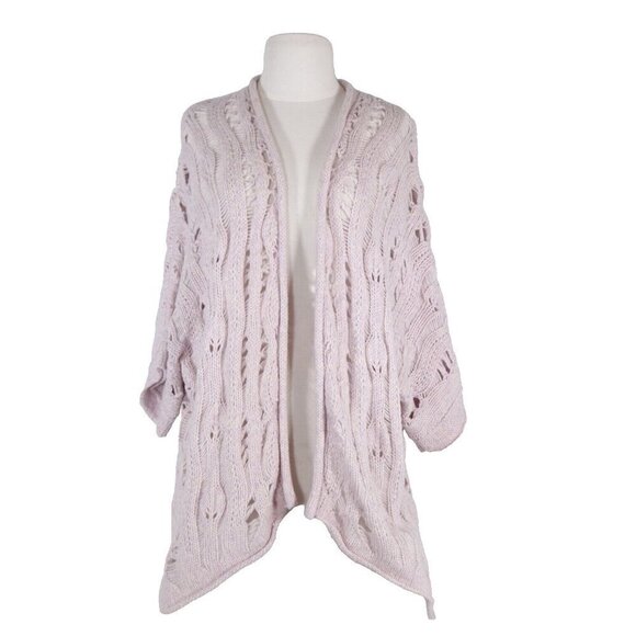 Calypso Women Size 1 Lilac Purple Cardigan Sweater Crochet Knit S/S Alpaca Shirt - Picture 9 of 9